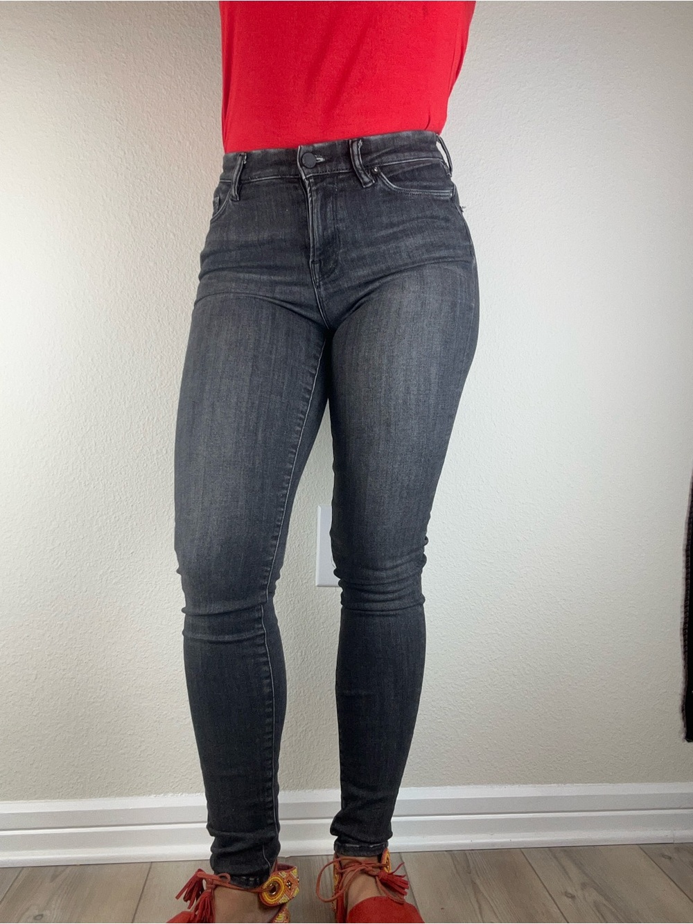 ALLSAINTS Grace Skinny Jeans Women's 26 Charcoal Gray Stretch Denim